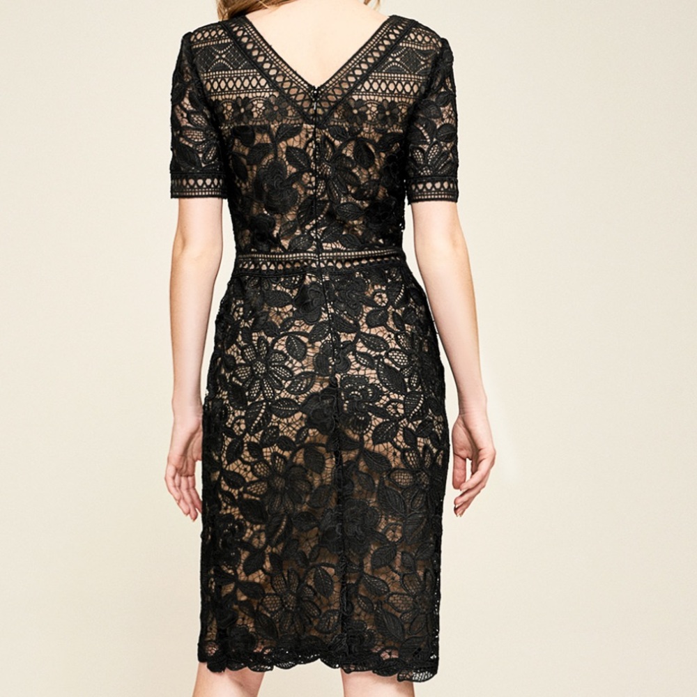Tadashi Shoji Black Floral Lace Midi Dress - Picture 2 of 7